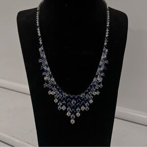 NEW Blue Topaz&Sapphire Statement Cocktail Necklace